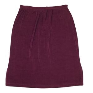 Vintage Midi Straight Ribbed Slinky Traveler Skirt Burgundy Women Size L Jessica
